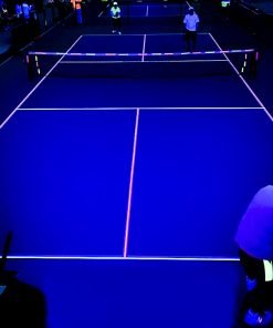 neon pickleball court lines glow